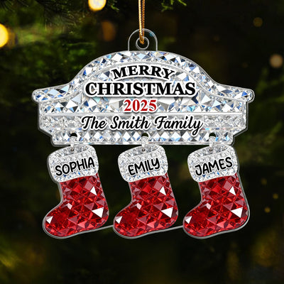 3D Effect Flat Christmas Stockings Family Names - Personalized Acrylic Ornament