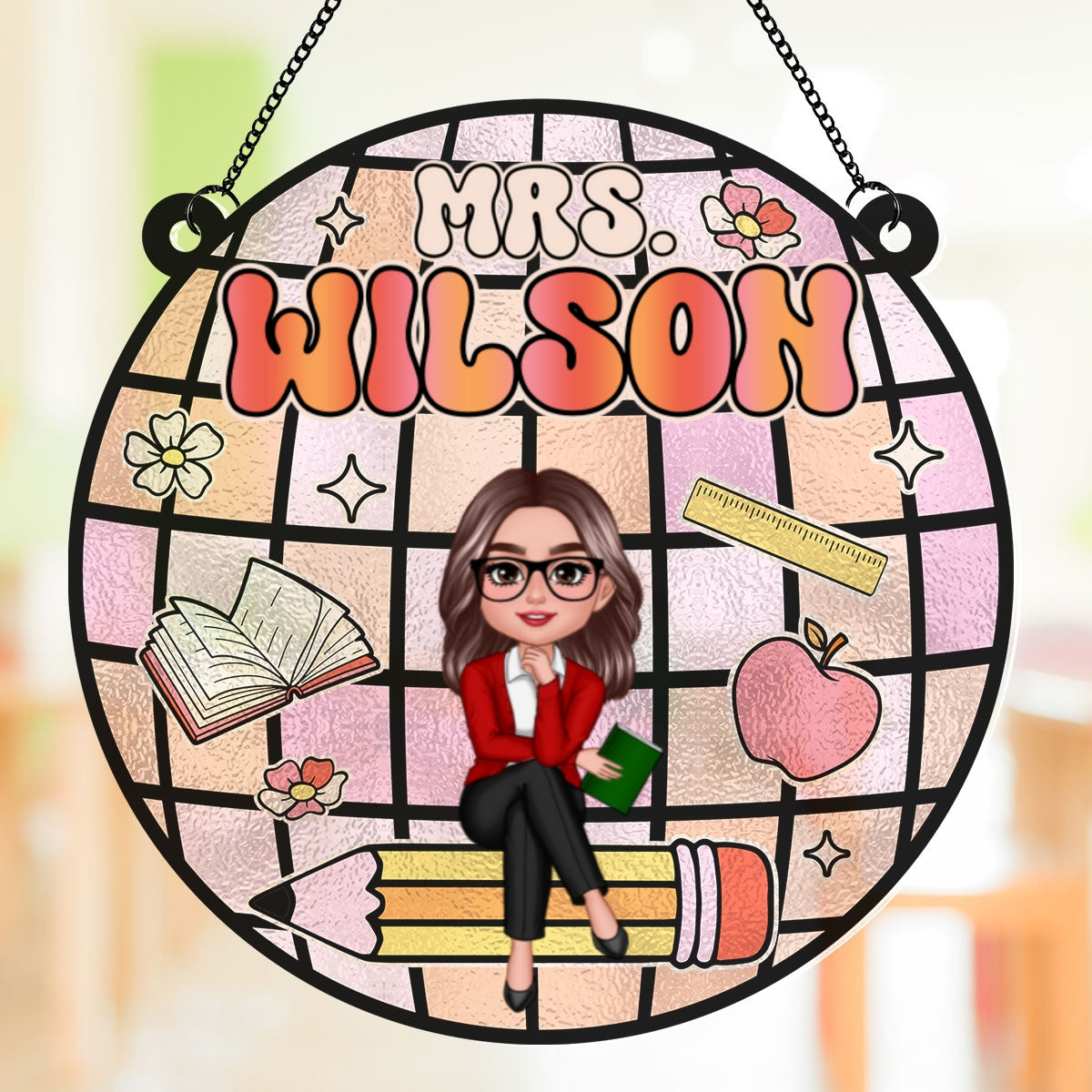 Teacher Classroom Personalized Suncatcher, Classroom Decor