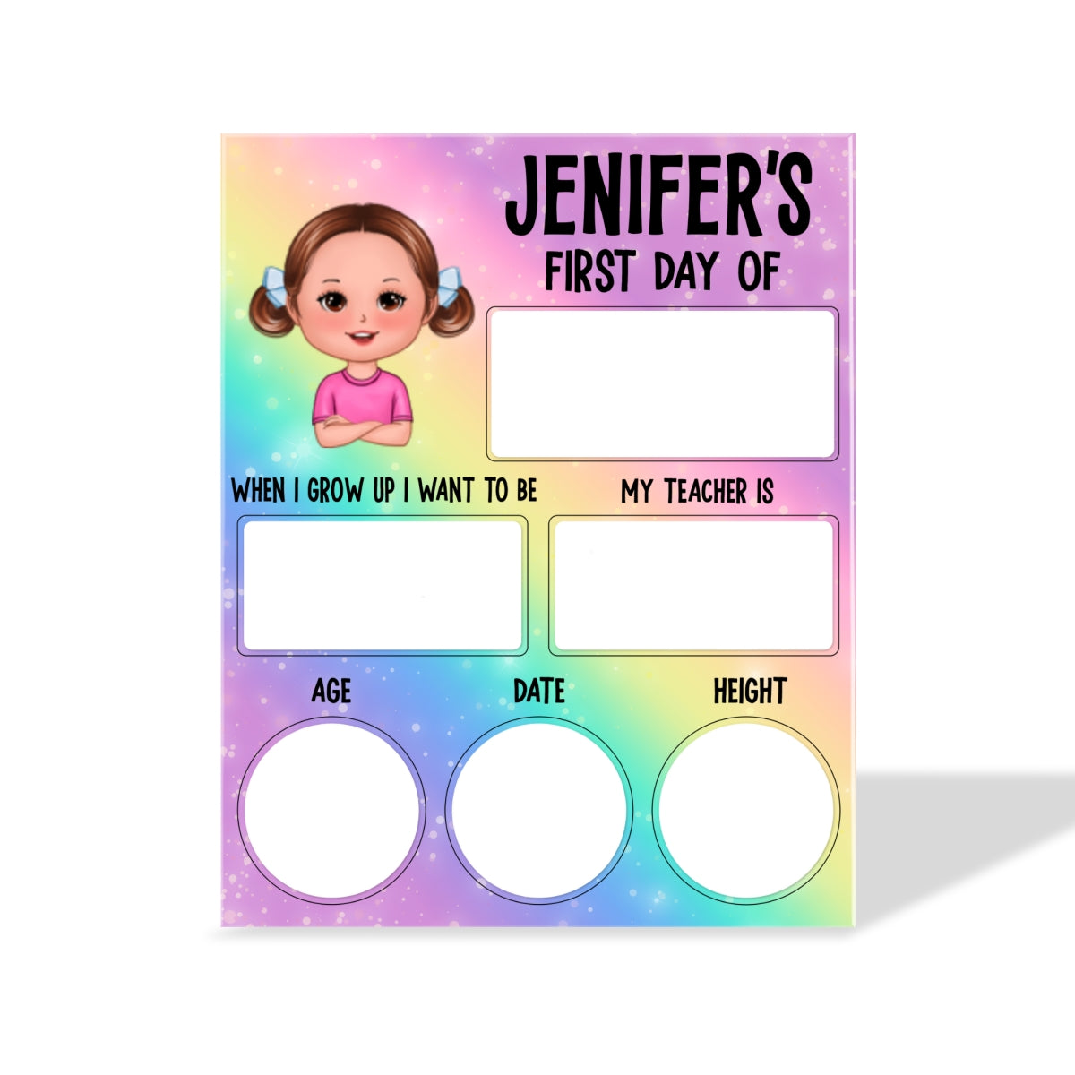 Rainbow Acrylic First Day Of School Personalized Reusable Board Sign, Back To School Gift