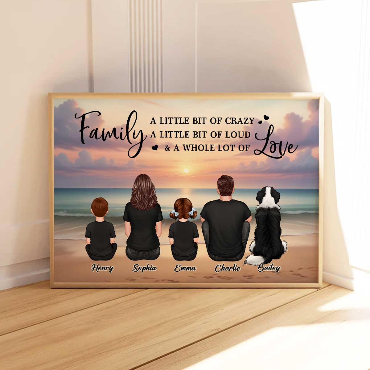 Family Whole Lot Of Love Realistic Beach Landscape – Treasured Forever Personalized Poster