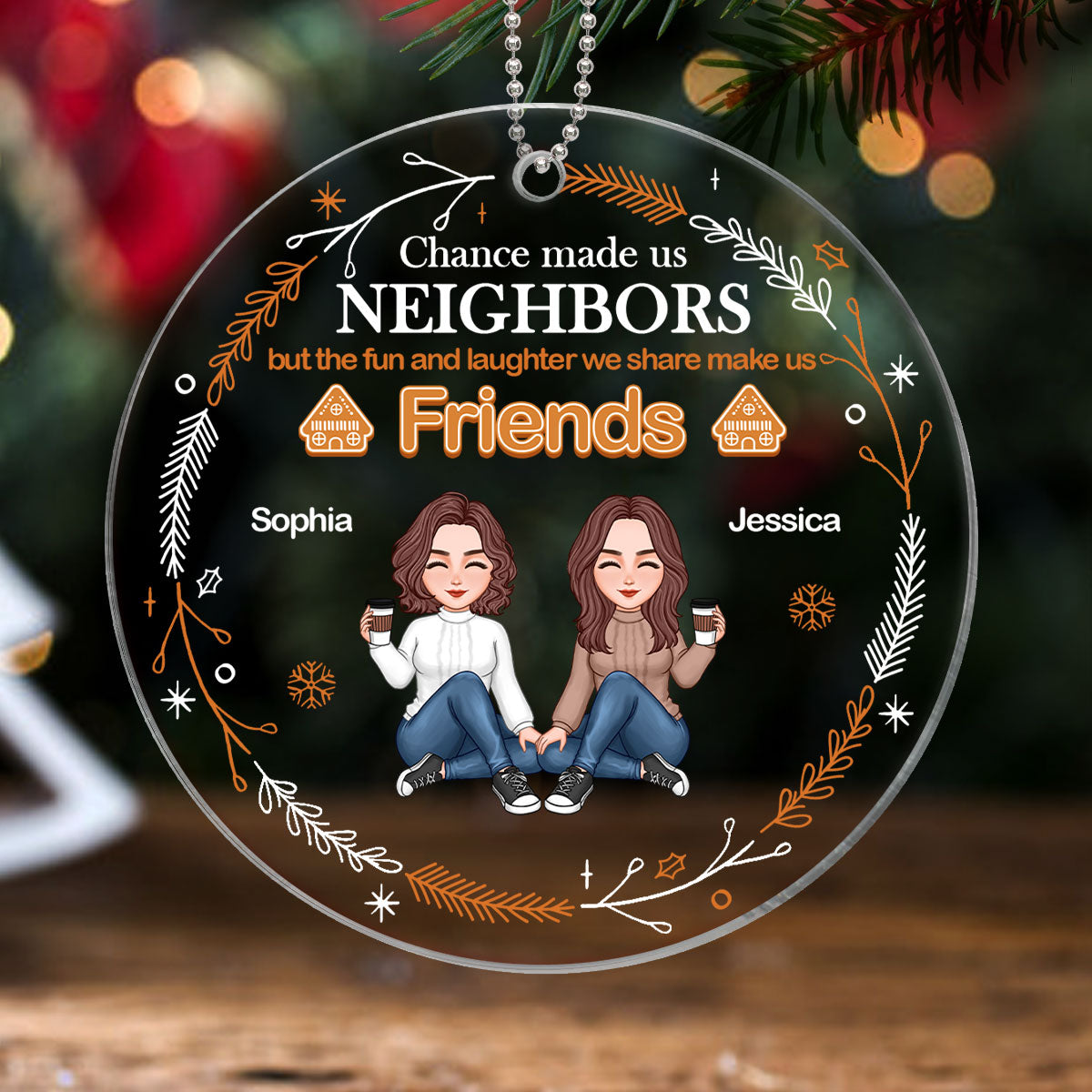Gingerbread Neighbor Christmas Personalized Acrylic Ornament