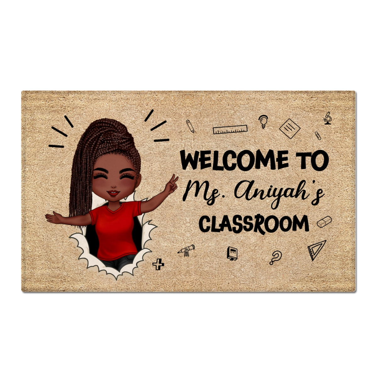 Welcome To My Class Happy Teacher Personalized Doormat, Classroom Decor