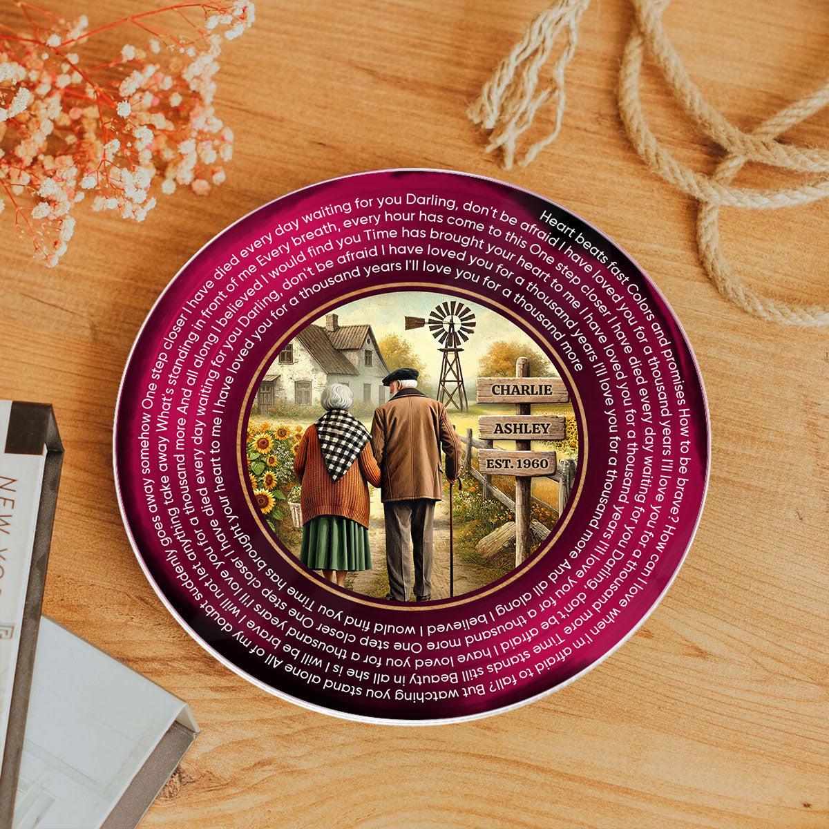 Couple Growing Old Together Personalized Vinyl Lyrics Record - Acrylic Song Plaque,  Gift, Anniversary Gift For Couple, For Him, For Her, Husband, Wife