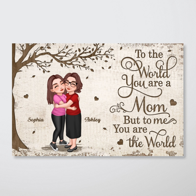 Mom Holding Son Daughter Under Tree Personalized Poster, Gift For Mom