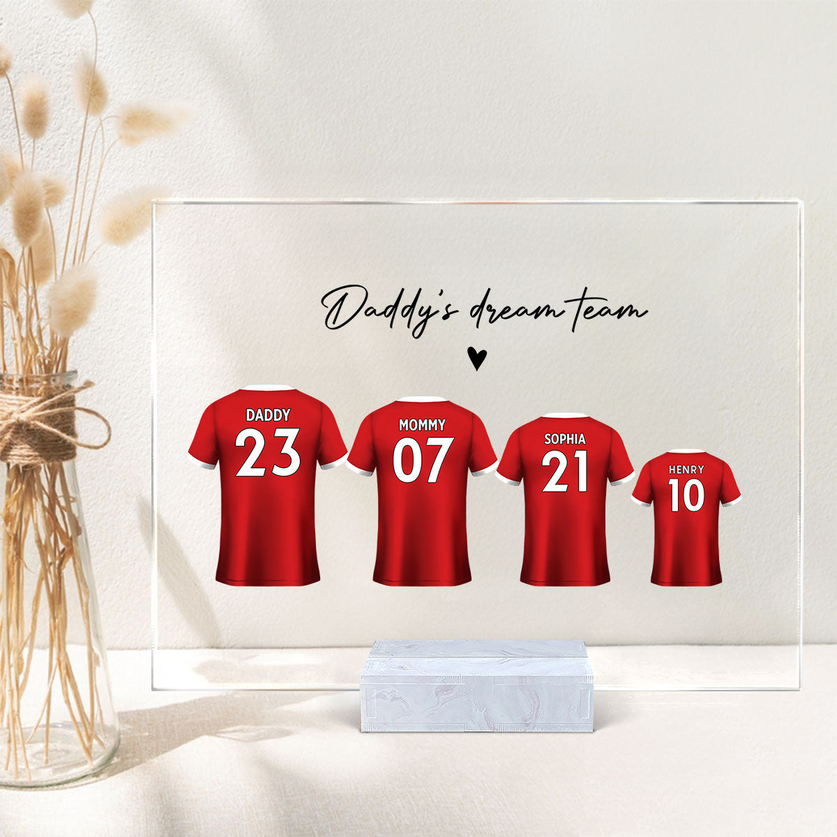 Daddy's Team Soccer Shirt Personalized Acrylic Plaque