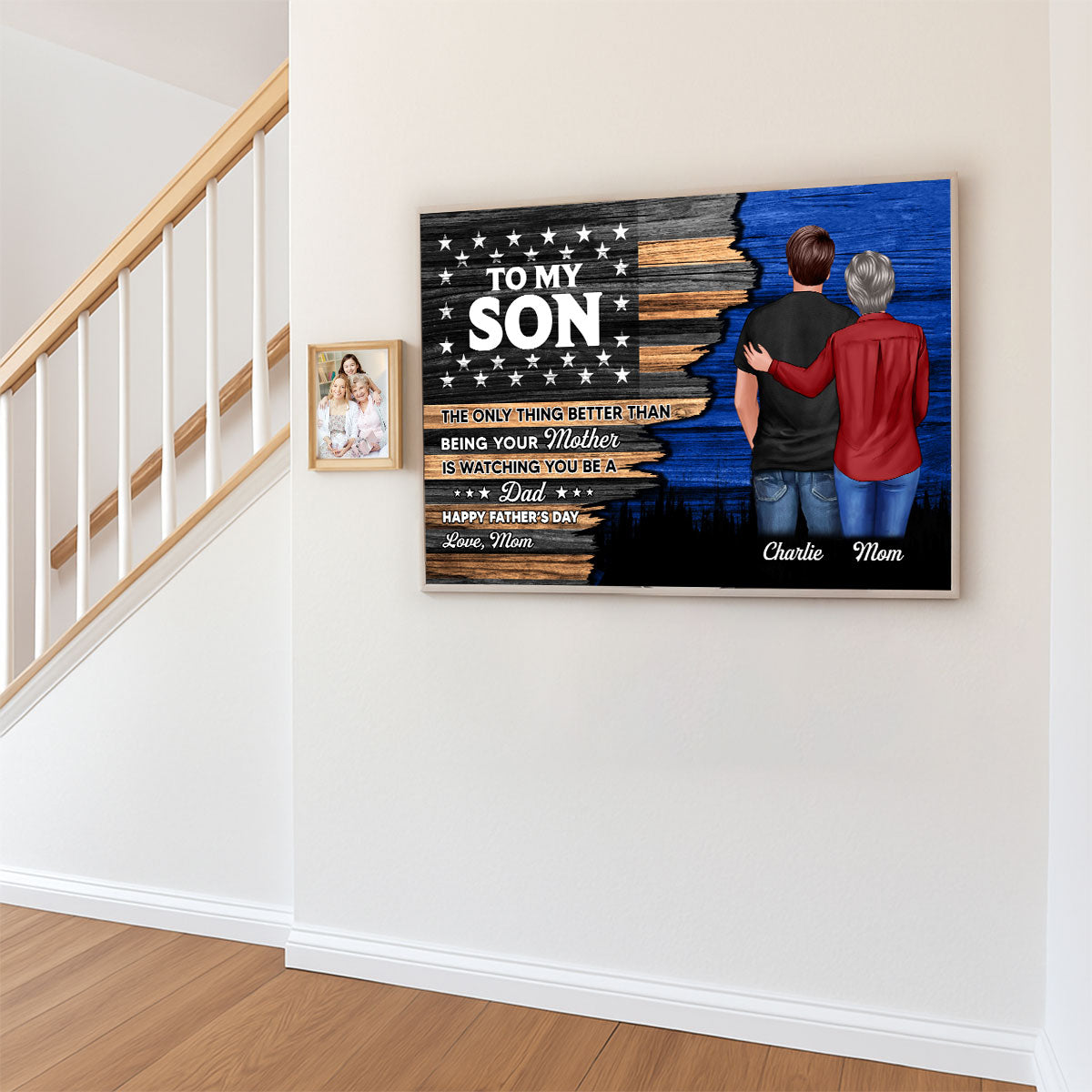 Half Flag To My Son From Mom Happy Father's Day Personalized Poster