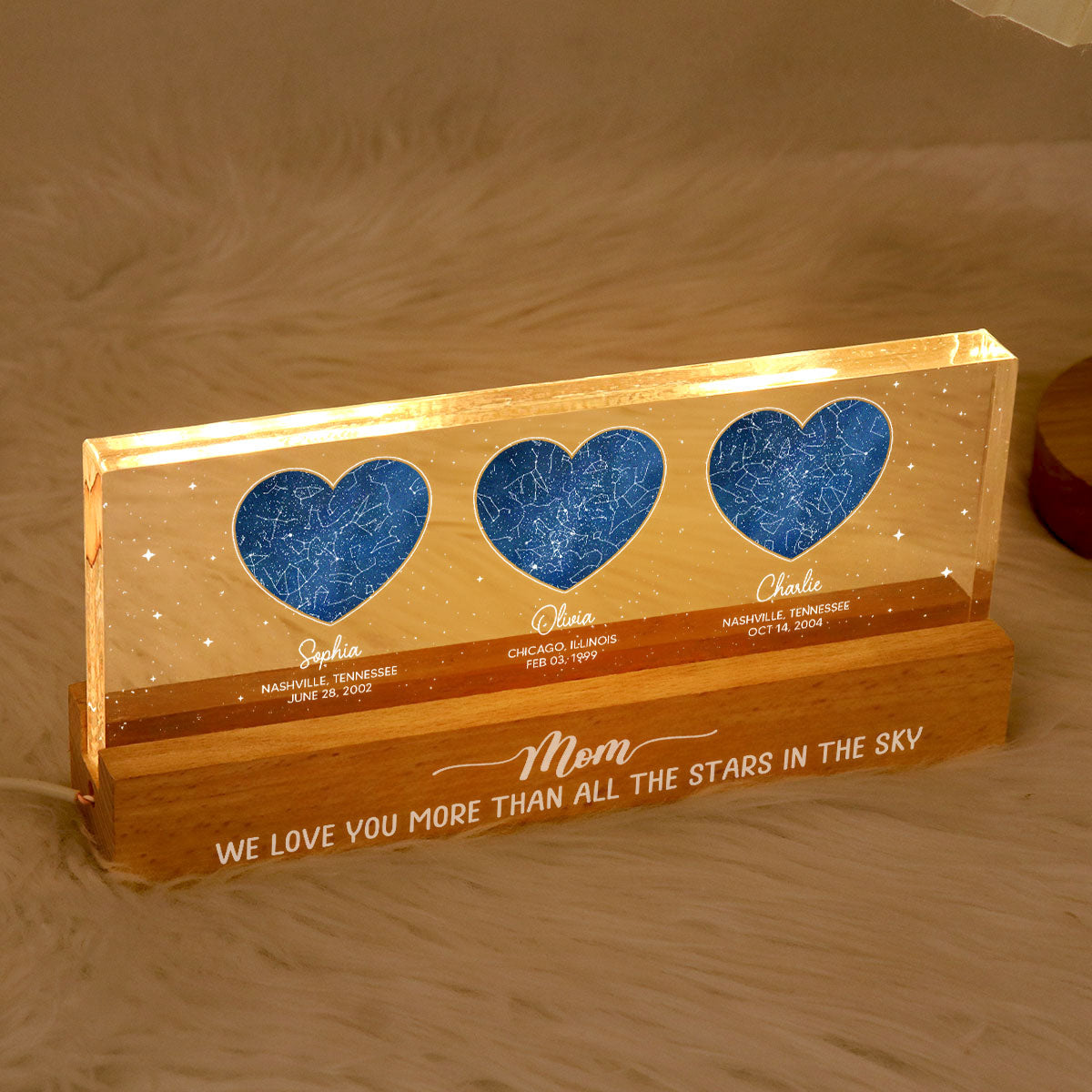 Under This Sky You Became Our Mom Custom Star Map Personalized Acrylic LED Night Light, Heartfelt Gift Birthday Gift Just Because Gift For Mom