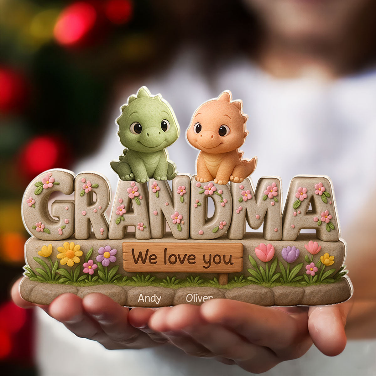 Grandmasaurus Custom Shaped Personalized Acrylic Block Plaque, Perfect 2025 Gift For Mom, For Grandma