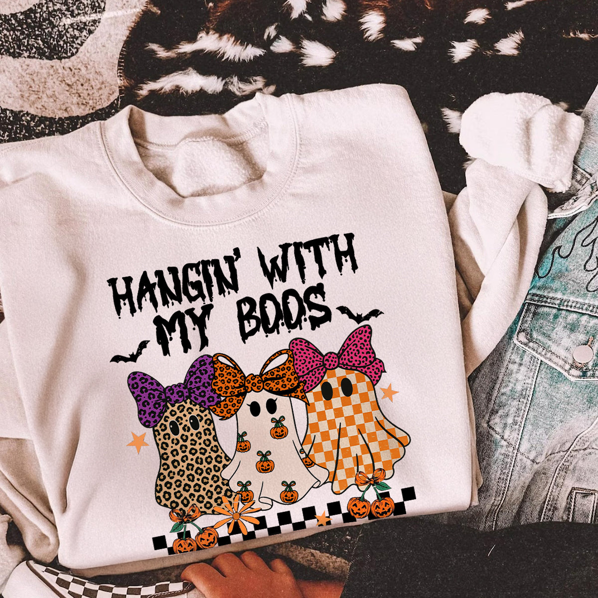 Hanging with my Boos Personalized Matching Besties Sweatshirt, Fall Gift for Besties