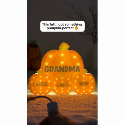 3D Effect Grandma Little Pumpkins Marquee Pattern Effect Flat - Personalized Light Box