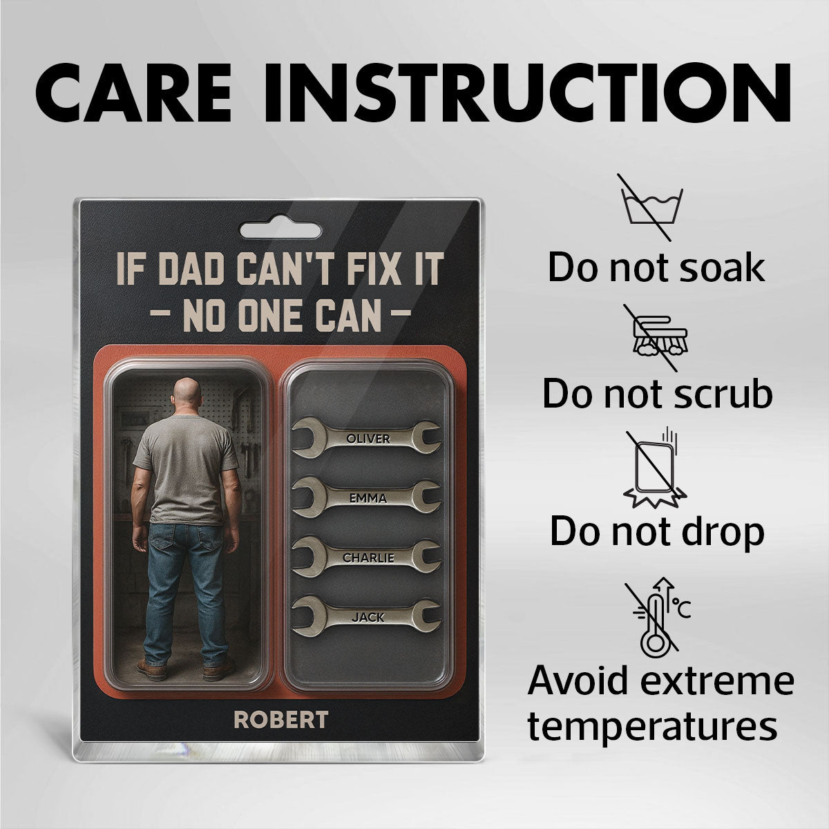 Garage DIY Mechanic Dad Grandpa Father's Day Gift Figure Style Personalized Acrylic Block Plaque