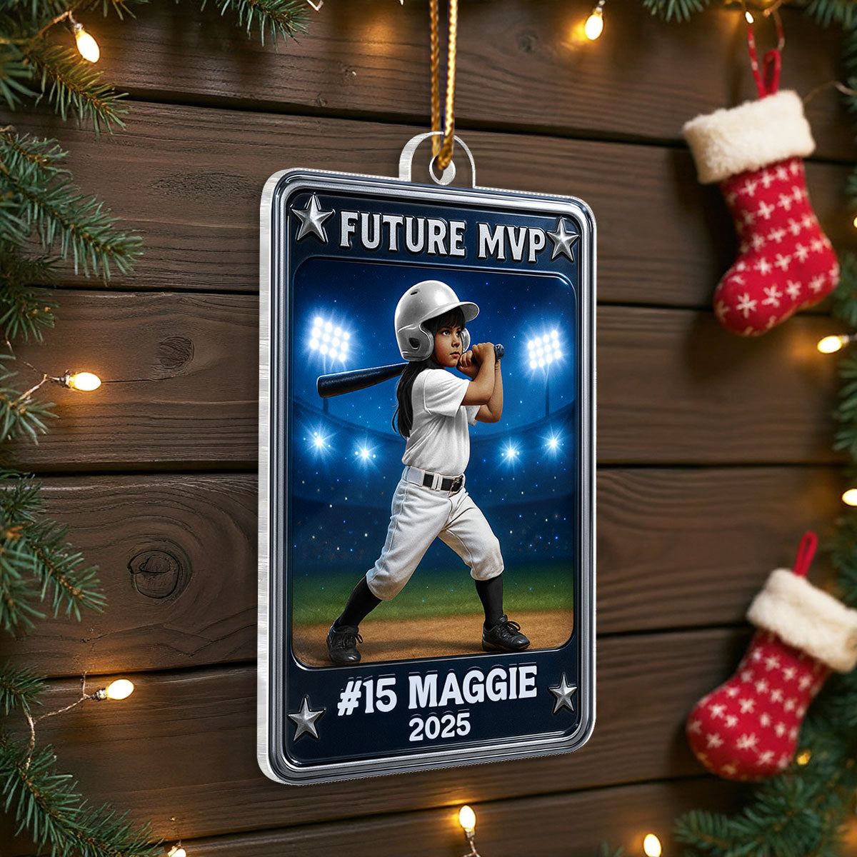 Future MVP Baseball Softball Card - Personalized Acrylic Ornament - Christmas Gift for Sons, Daughters, Grandkids