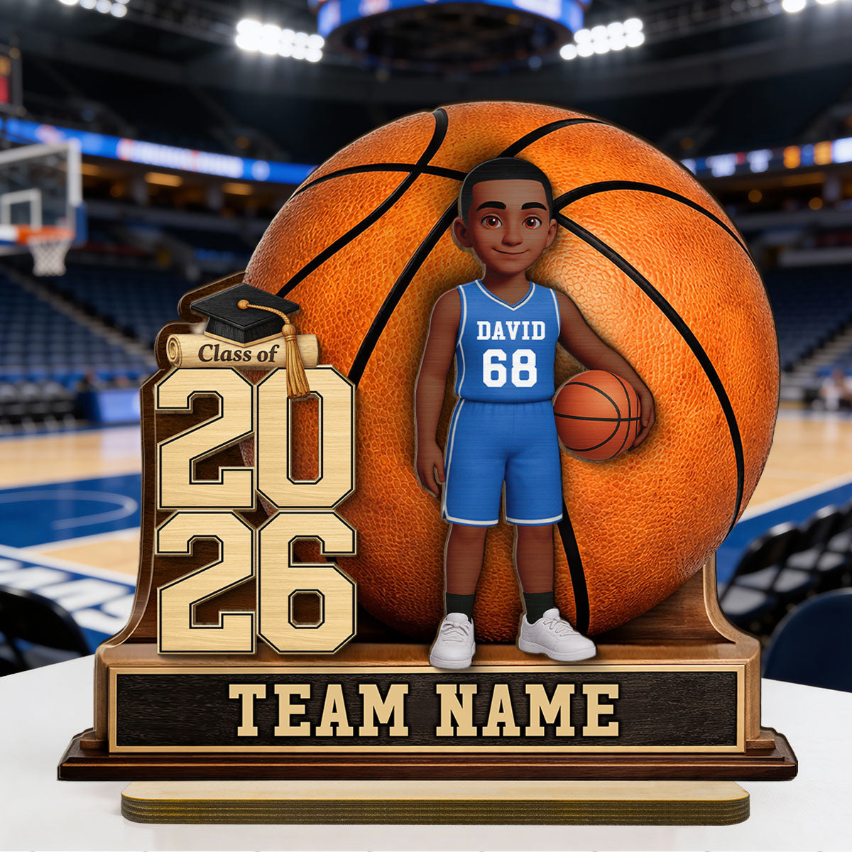 Basketball Senior Keepsake - Personalized 2-Layered Wooden Plaque - Graduation Gift For Son, Daughter