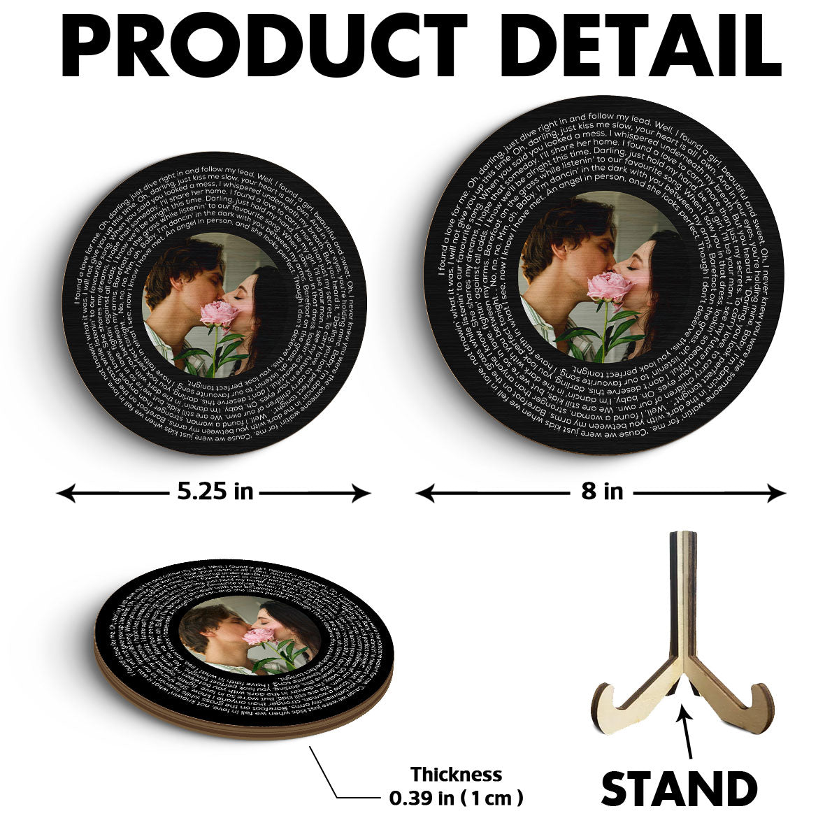 Upload Photo Black White Vinyl Record Personalized 2-Layer Wooden Plaque, Birthday Anniversary  Gift For Couple, For Bestie