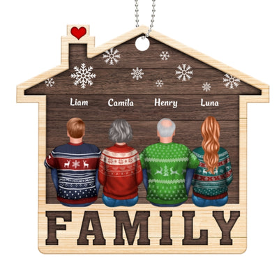Family Sister Brother Sibling Sitting On Word Personalized Wooden Ornament