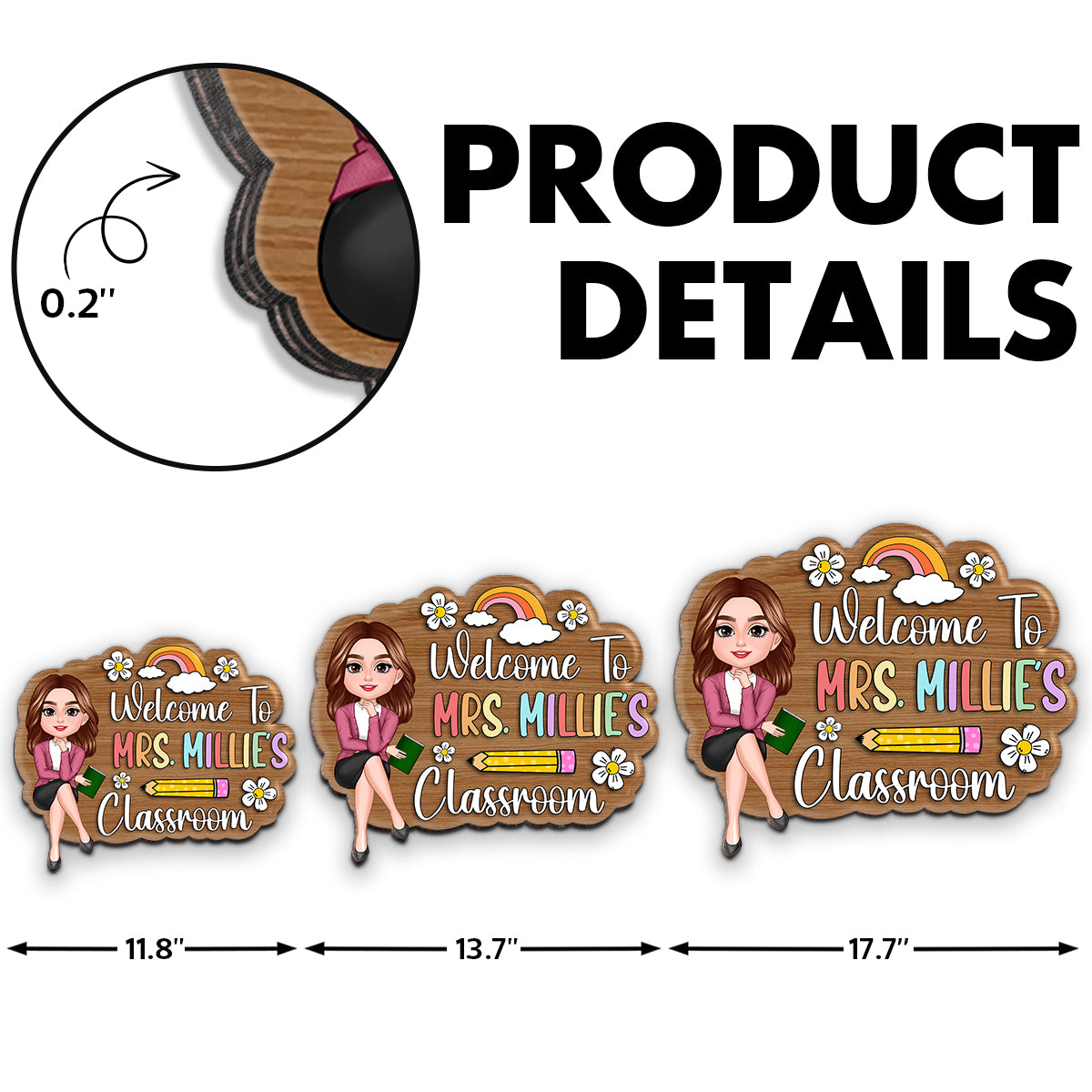 Personalized 3D Effect Teacher Door Sign, Welcome to Teacher's Classroom, Back to School Gift, Classroom Decoration
