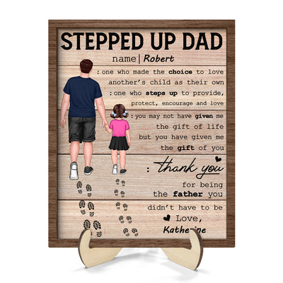 Stepped Up Dad Happy Father's Day Gift Personalized 2-Layer Wooden Plaque