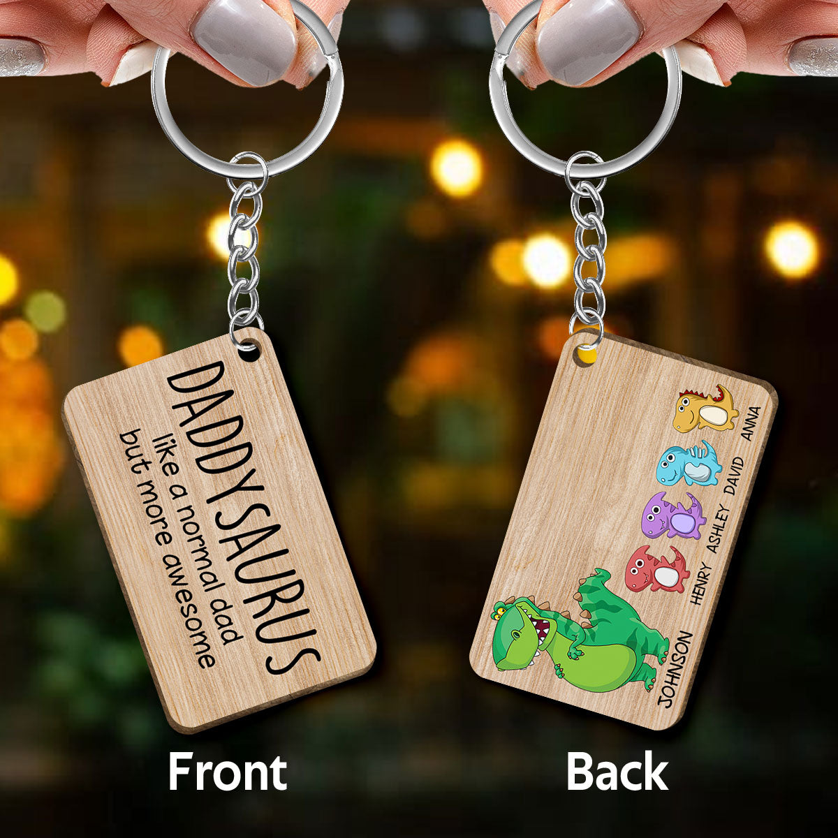 Daddysaurus Grandpasaurus Like Normal Daddy Grandpa More Awesome Father‘s Day Gift Personalized Wooden Keychain
