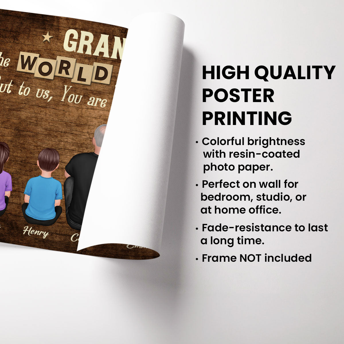 Grandpa To Us You Are The World Personalized Poster, Gift For Grandpa