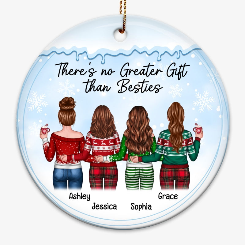 Snow Frame Best Friends Sisters Personalized Circle Ornament