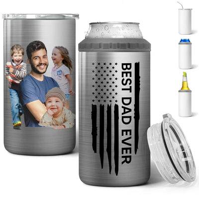 Best Dad Ever Nation Flag Photo Inserted Father‘s Day Gift Personalized 4 In 1 Can Cooler