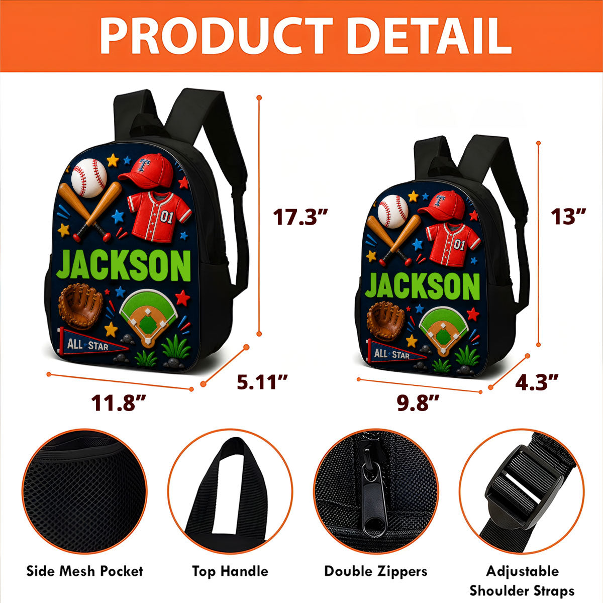 Magical Sports Soccer Baseball For Kids - Personalized Backpack - Back to School Gift for Kids, Boys, Girls