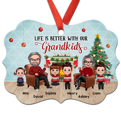 Grandparents Life Is Better With Grandkids Personalized Christmas Ornament