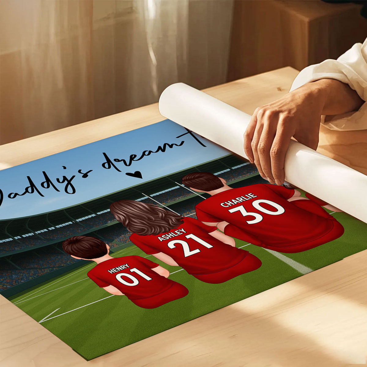 Rugby Family Daddy's Dream Team Personalised Poster| Heartfelt Father's Day Gift For Dad, Husband