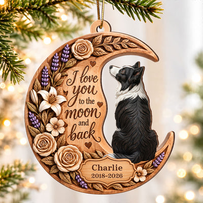 Memorial Pet I Love You to the Moon and Back - Personalized Wooden Ornament - Heartfelt Pet Loss Sympathy Keepsake