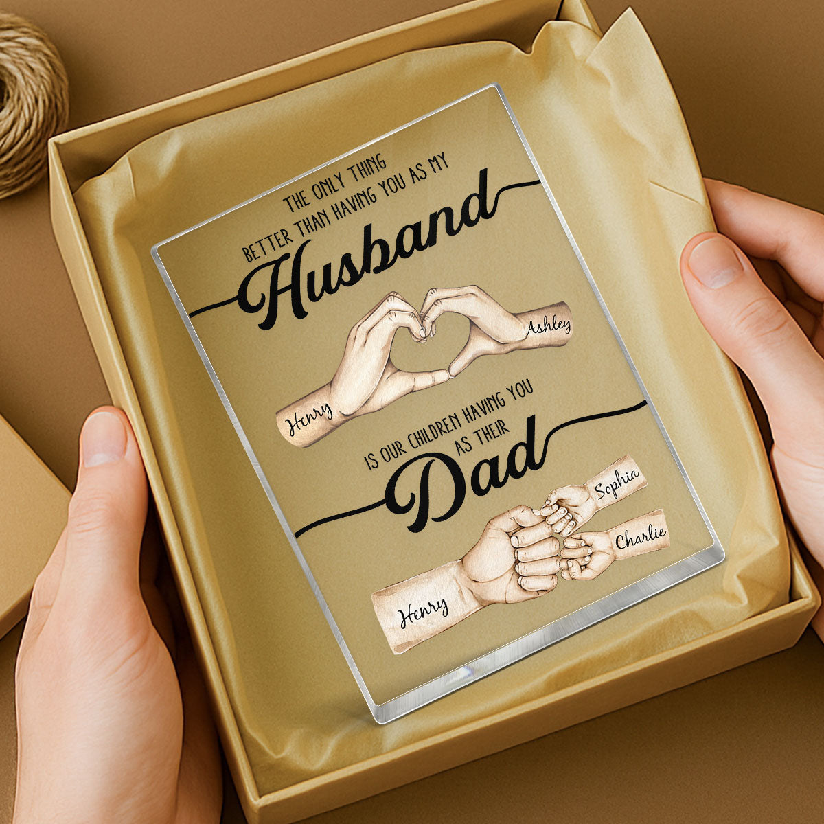 The Only Thing Better Husband Dad Hands - Personalized Acrylic Block Plaque - Gift For Dad, Gift For Husband, Gift For Grandpa