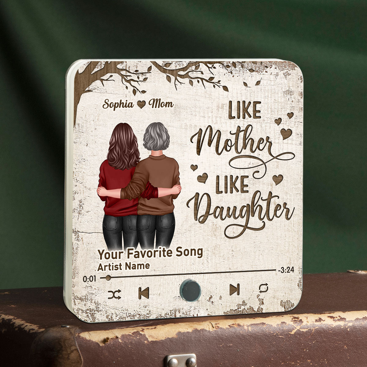Mother Daughter Standing Back View Personalized Music Fridge Magnet, Gift For Mom Gift