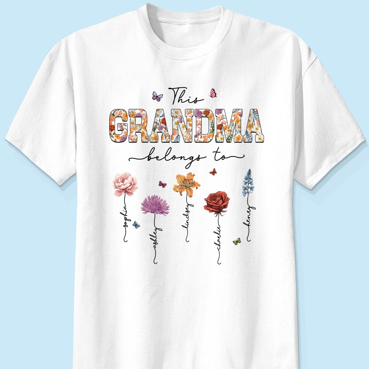 This Grandma Belongs To Vintage Birth Month Flowers Personalized Shirt