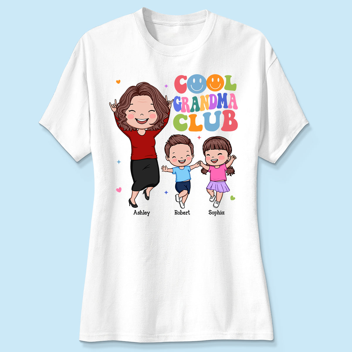 Vector Happy Woman And Kids Cool Grandma Club Personalized Shirt
