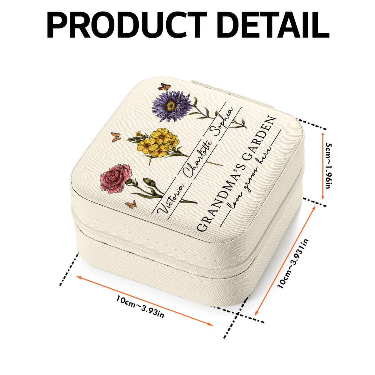 Vintage Grandma's Garden Love Grows Here Beautiful Birth Month Flower Personalized Jewelry Box, Gift For Grandma, Mom