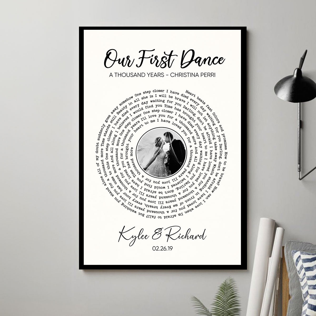 Custom Vinyl Lyrics With Photo, Personalized Music Photo Poster, Customizable Music Photo Gift, Anniversary Gift, Music Gift, Wedding Song Dance