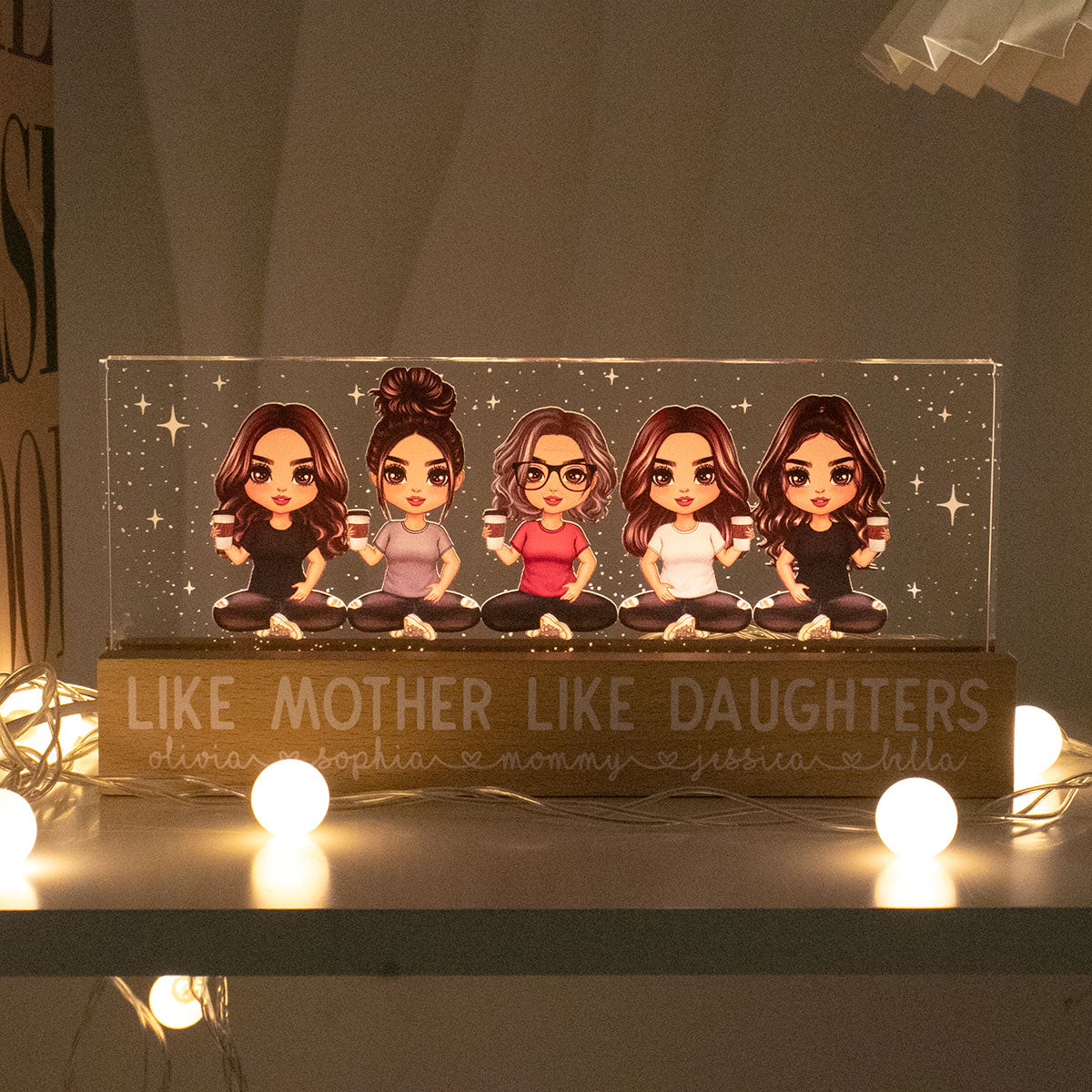 Like Mother Like Daughters Personalized Acrylic Block LED Night Light