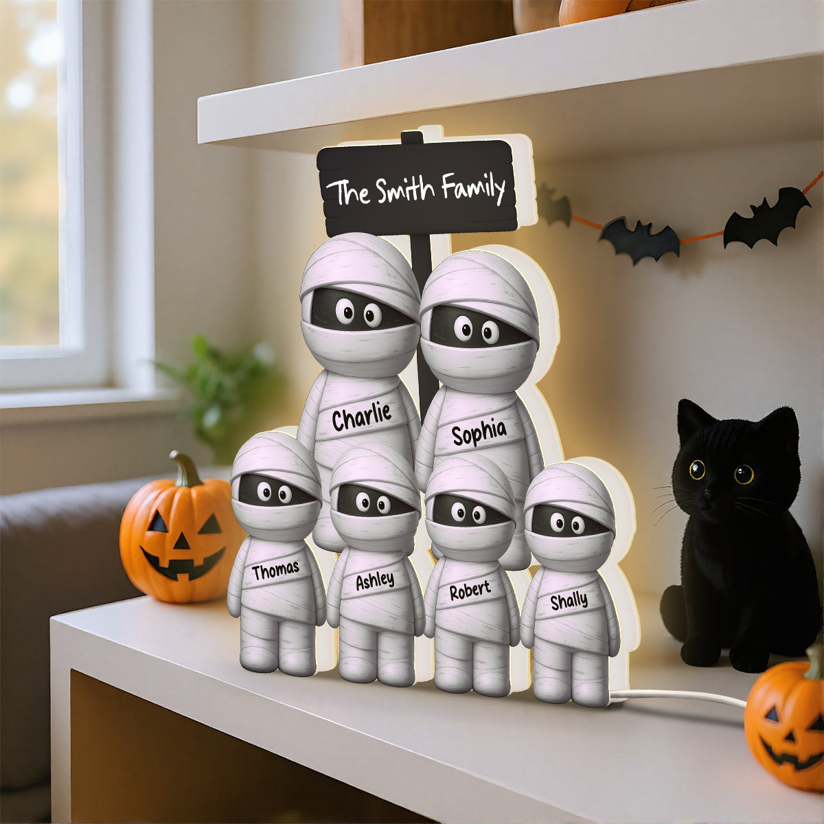 Halloween Cute Funny Mummy Family Personalized LED Light Box, Halloween Home Decoration