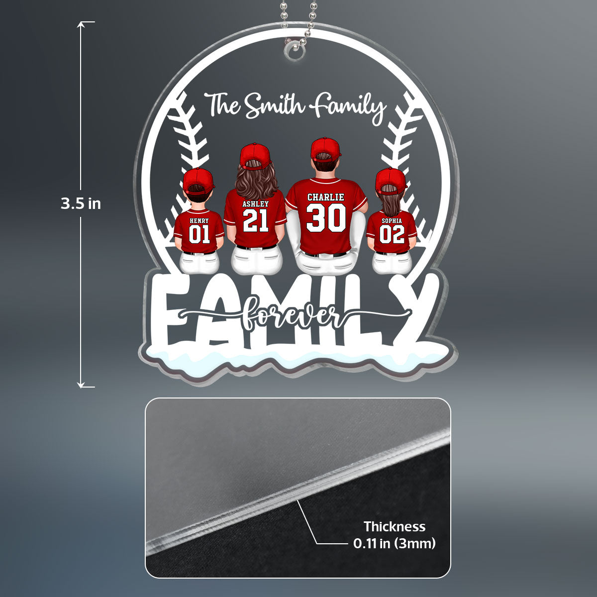 Baseball Family Team Personalized Christmas Acrylic Ornament