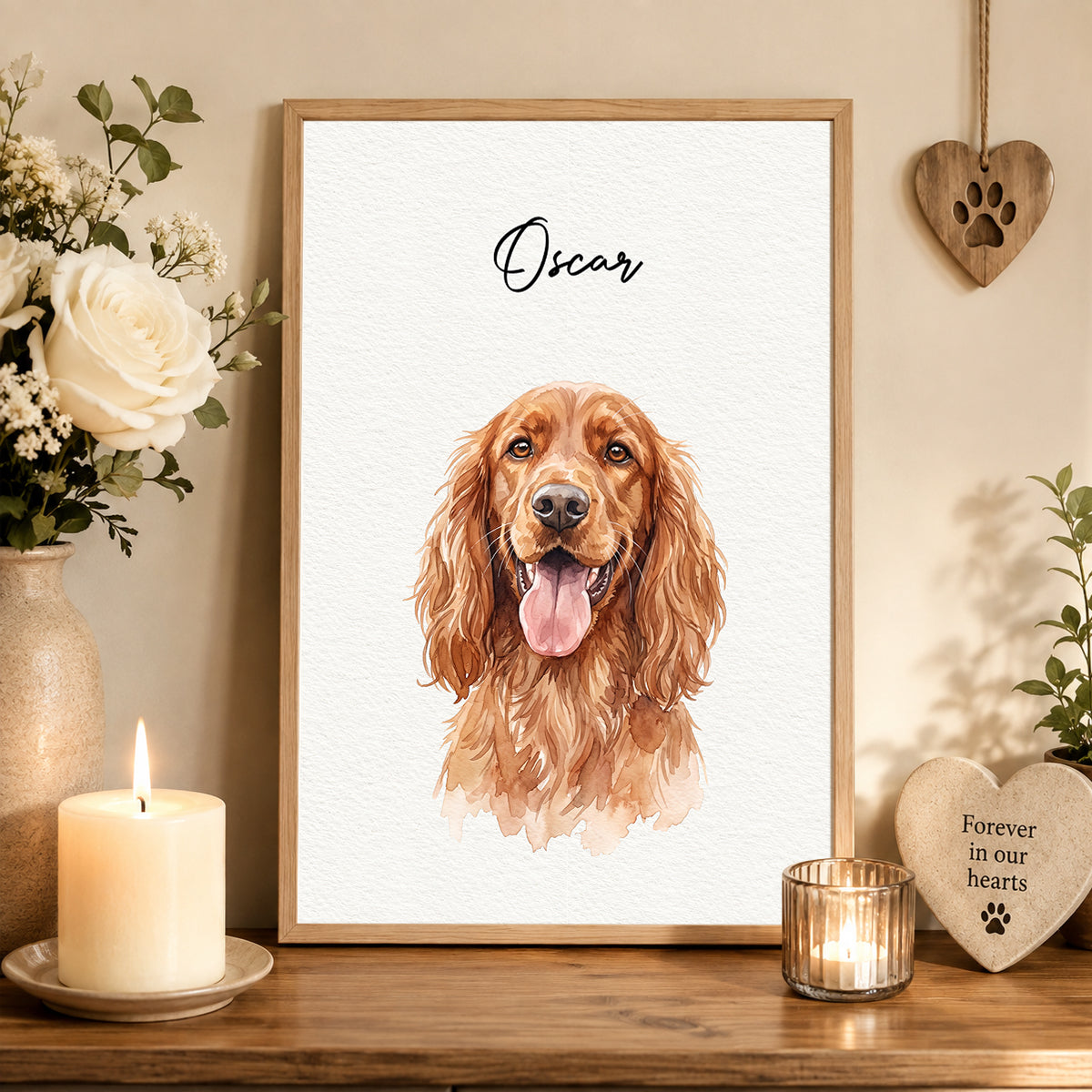 Custom Watercolor Portrait Using Pet Photo - Personalized Poster - Heartfelt Dog Cat Memorial Art