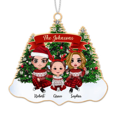 Christmas Tree Doll Family Personalized Wooden Ornament