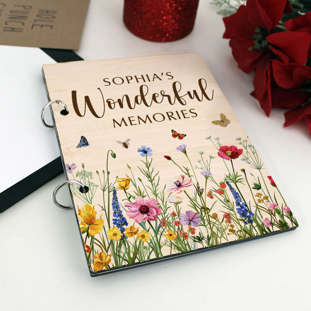 My Wonderful Memories Beautiful Floral Keepsake Personalized Card Keeper