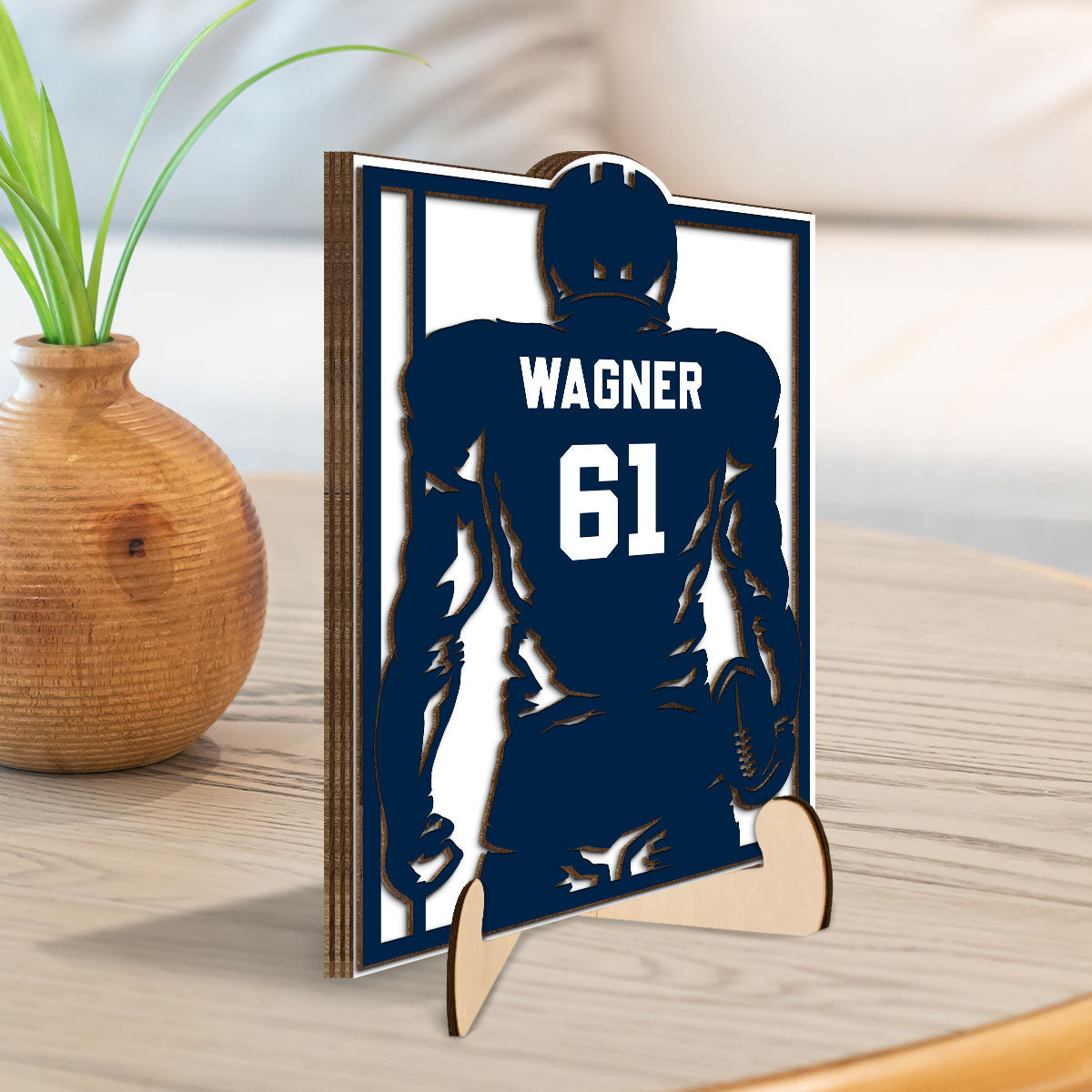 Custom Football Player Gift For High School Senior Gift For Football Coach Personalized 2-Layer Wooden Plaque