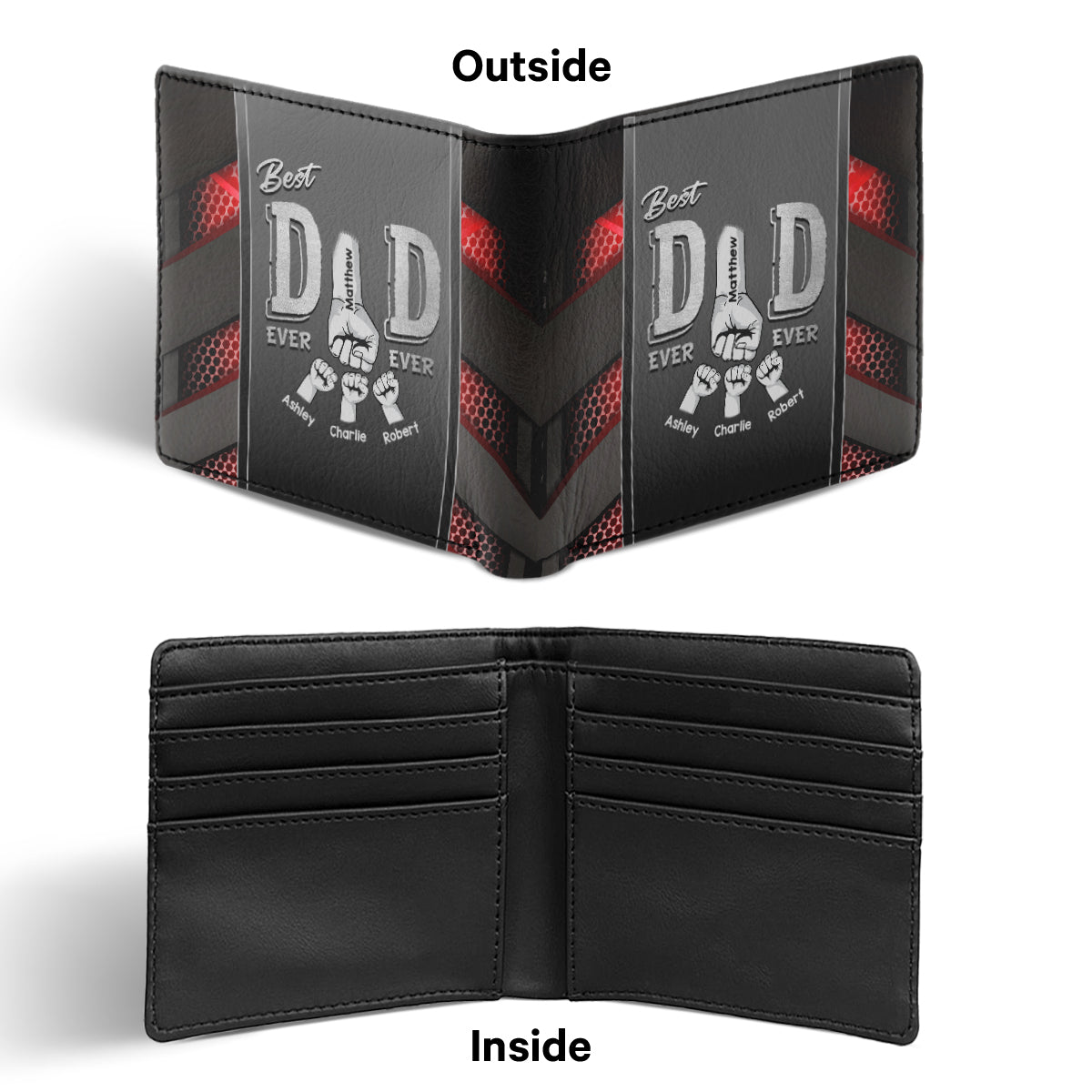 Best Dad Ever Fist Bump Personalized Men’s Wallet