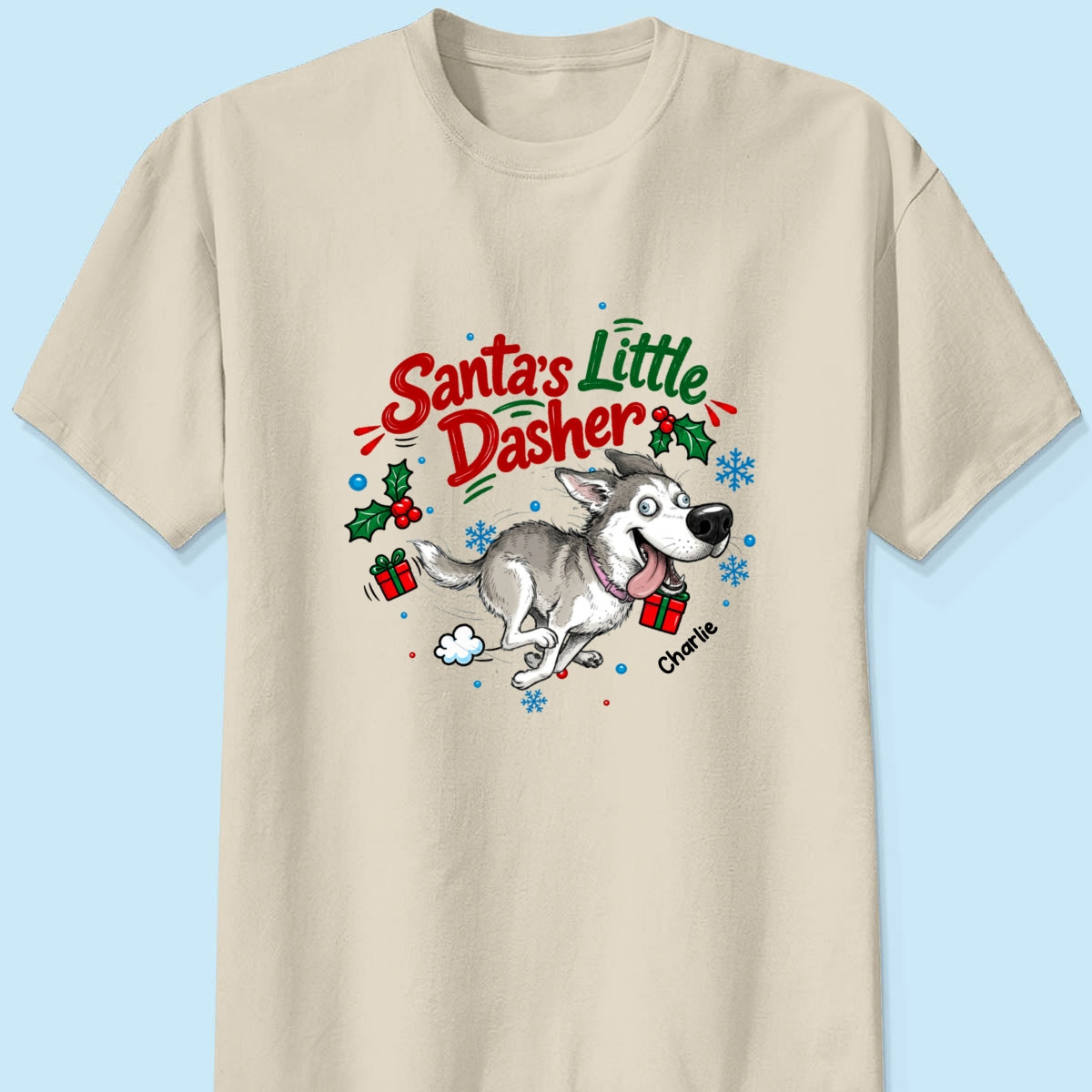Merry Zoomies Quirky Dog Portrait From Your Custom Pet Photo - Personalized Shirt - Funny Christmas Gift For Dog Lover