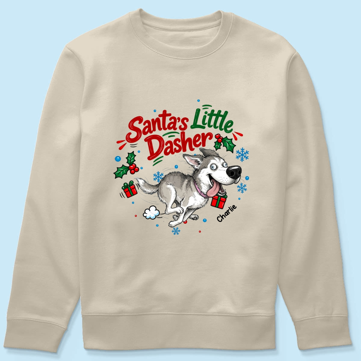 Merry Zoomies Quirky Dog Portrait From Your Custom Pet Photo - Personalized Shirt - Funny Christmas Gift For Dog Lover
