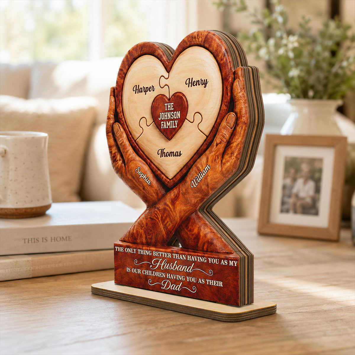 Our Children Having You As Their Dad 2D Flat Printed - Personalized 2-Layered Wooden Plaque - Father's Day Gift For Husband