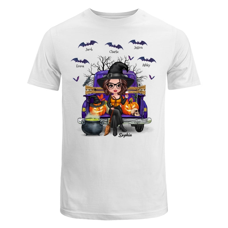 Grandma Mom Halloween On Purple Truck Personalized Shirt