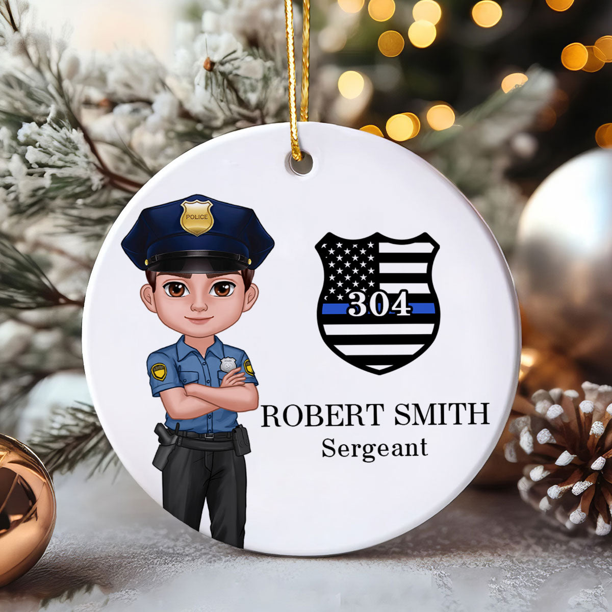 Police Christmas Personalized Ceramic Ornament, Office Decor, Appreciation Gift, Christmas Gift For Law Enforcement