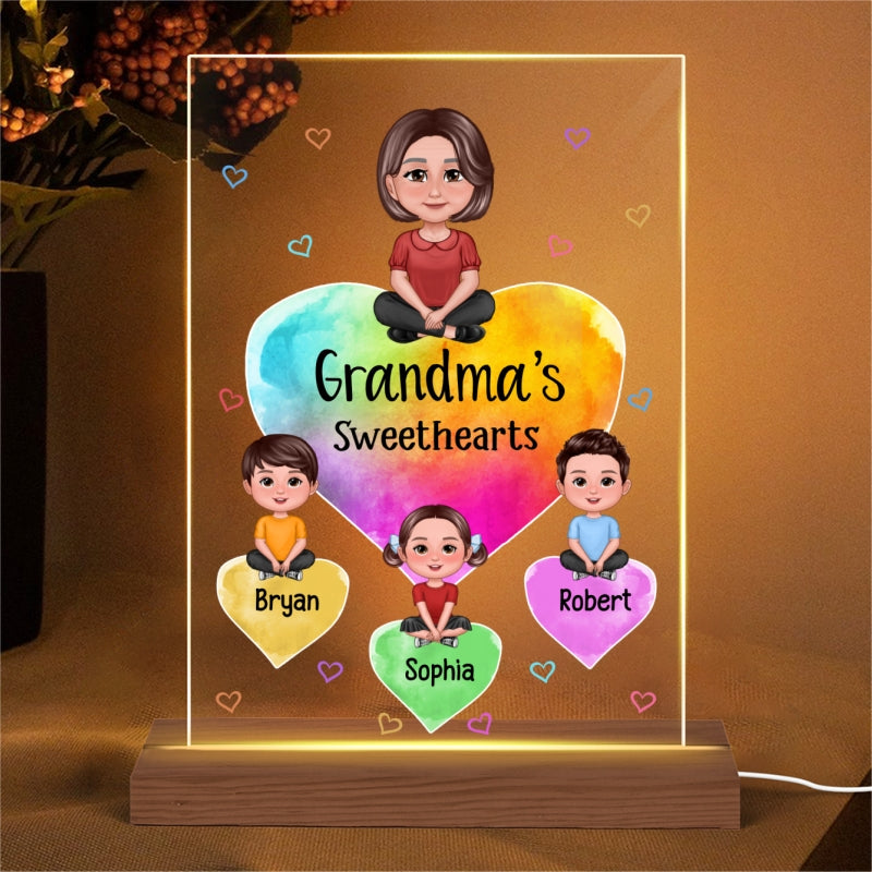 Pretty Doll Grandma Sweethearts Pattern Personalized Rectangle Acrylic LED Night Light