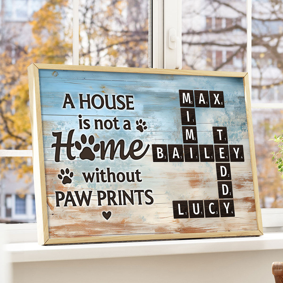 Home With Paw Prints Pet Crossword Puzzle Art - Personalized Poster